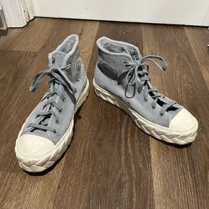 Light Grey Converse Braided Platform W10
